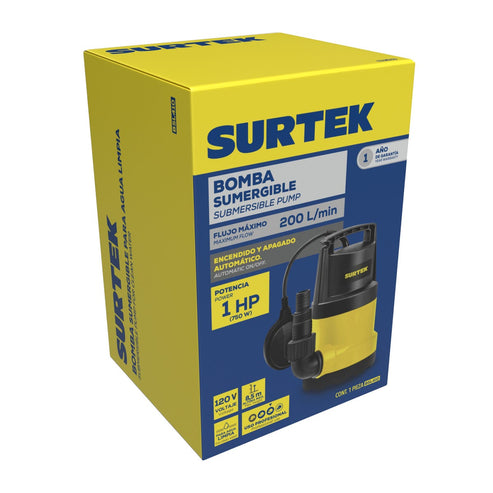 Bomba Sumergible Para Agua Limpia 3/4 HP 120 V, Surtek BSL407