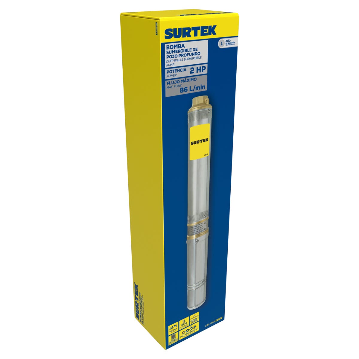 Bomba Sumergible Para Pozos Profundos 2 HP 127 V, Surtek BSP620