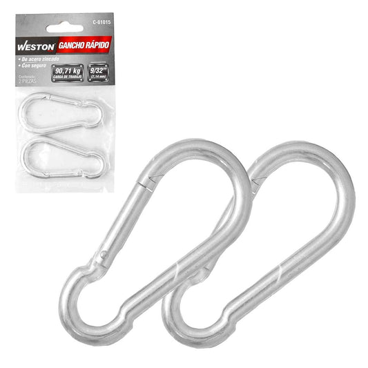 Gancho Rápido Acero con Seguro Zinc 7MM x 70MM | C-01015