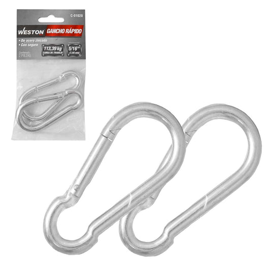 Gancho Rápido Acero con Seguro Zinc 8MM x 80MM | C-01020