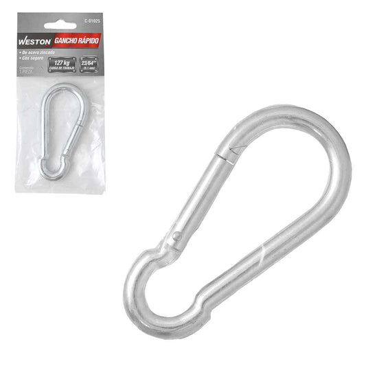 Gancho Rápido Acero con Seguro Zinc 9MM x 90MM | C-01025