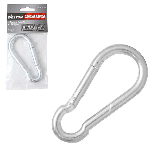 Gancho Rápido Acero con Seguro Zinc 10MM x 100MM | C-01030