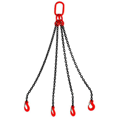 Eslinga De Cadena 3/8" G80 12M Cuádruple Gancho Traba | C-02025