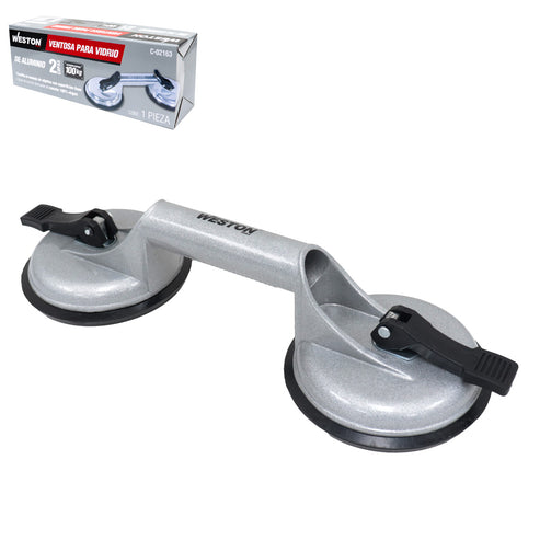 Ventosa para Vidrio de Aluminio 2 Copas Capacidad 100 KG | C-02163