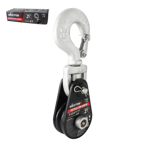 Pasteca Giratoria 2T-3" Con Gancho Para Cable De Acero 3/8" Weston Plus | C-02900