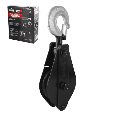Polea Garrucha Sencilla Con Bisagra 4" Cap. 1T Weston Plus | C-02940