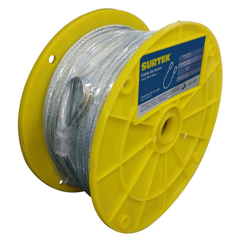 Cable De Acero Con Grillete 7 x 7 Hilos, 1/8 x 152 m, Surtek CA124