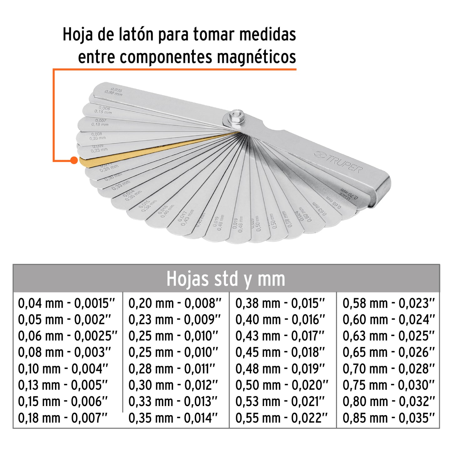 14397 CAL-32 Calibrador de 32 hojas std / mm, truper