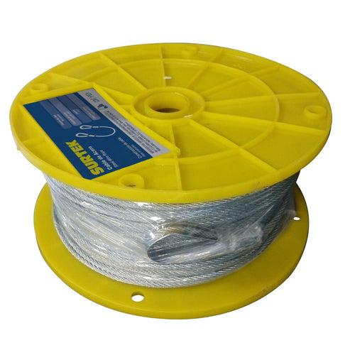 Cable De Acero Con Grillete Recubrimiento PVC Negro 7 x 19 Hilos, 1/4 x 76 m, Surtek CAP218