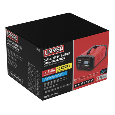 Cargador De Batería Con Arrancador 250A, 12VDC, 24VDC, Urrea CBA250