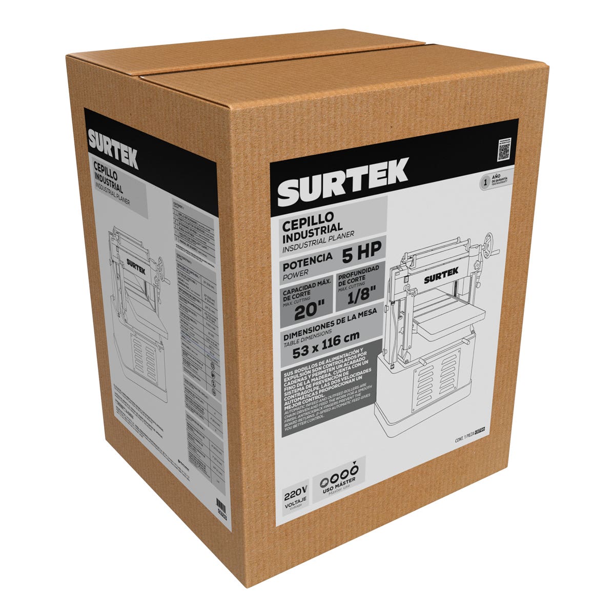 Cepillo Estacionario 20 5 HP, 3730 W, Surtek CE720
