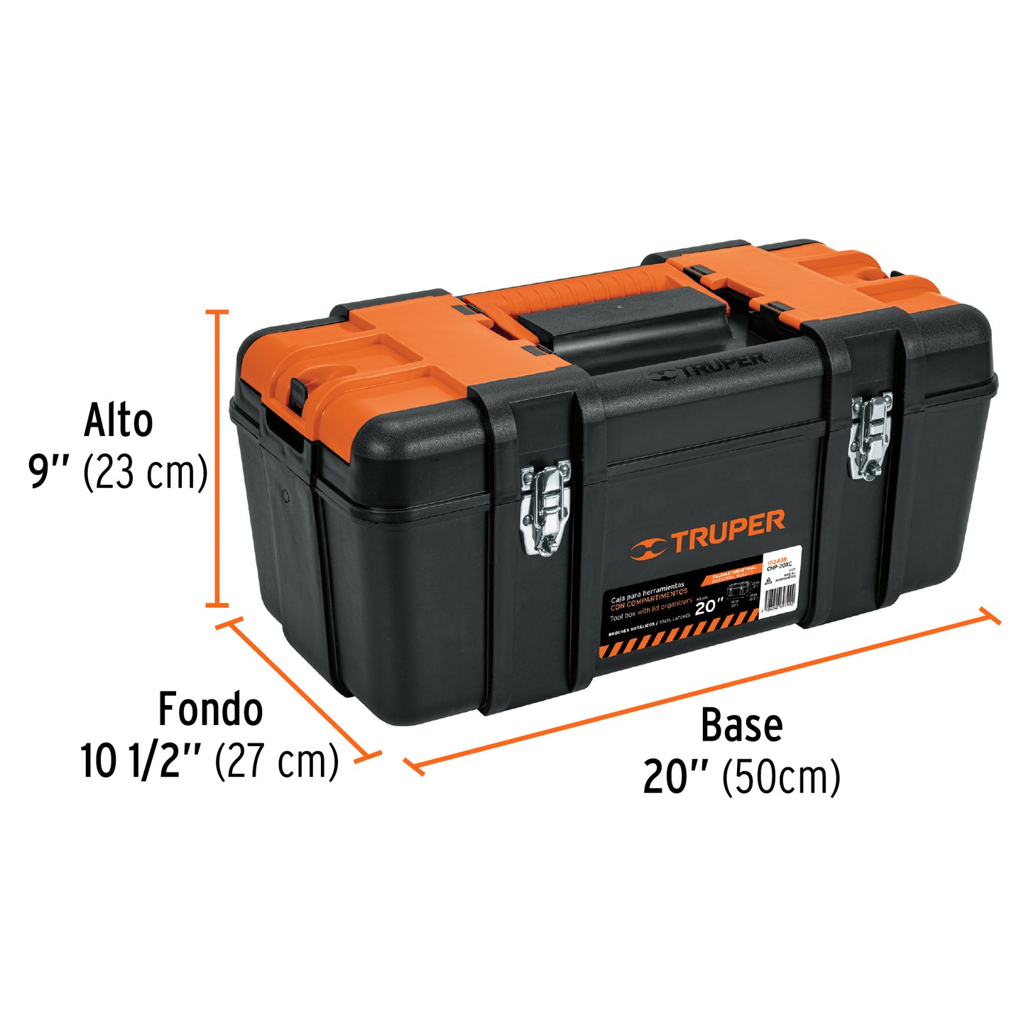 102435 CHP-20XC Caja para herramienta 20" c/compartimentos,broches metálicos