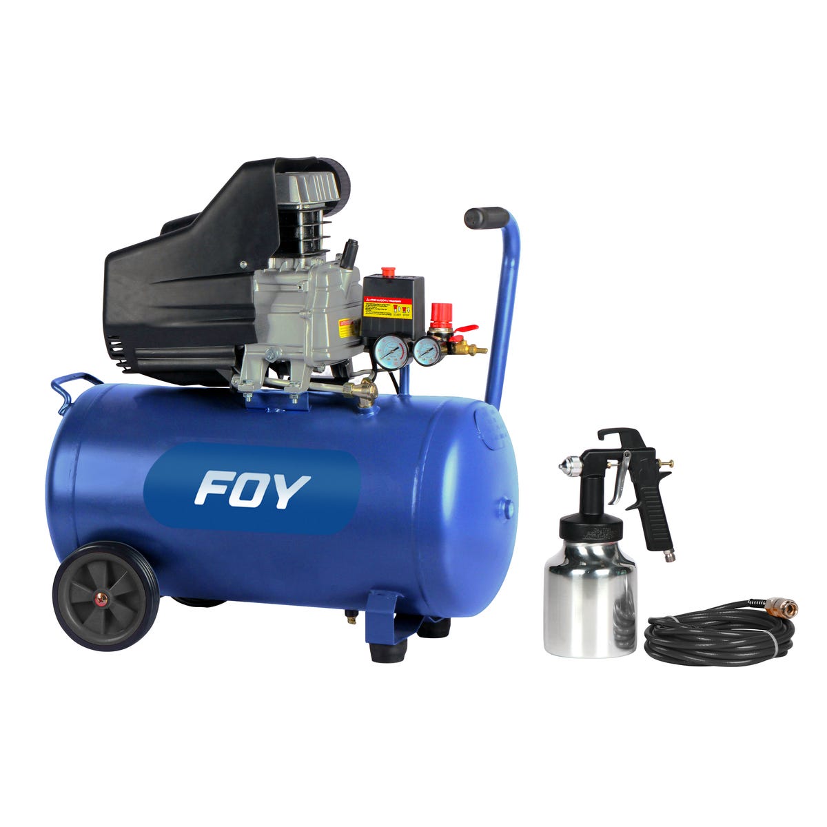Compresor De Aire Eléctrico Lubricado Con Pistola Y Manguera 40 L, 2 HP, Foy CMP340K