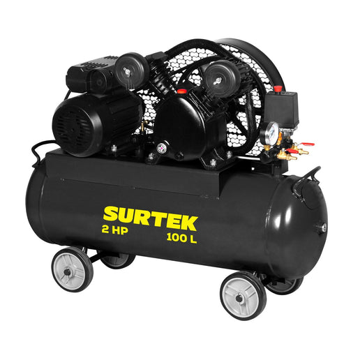 Compresor De Aire Eléctrico Con Transmisión De Banda 100 L, 2 HP, Surtek CMP6100