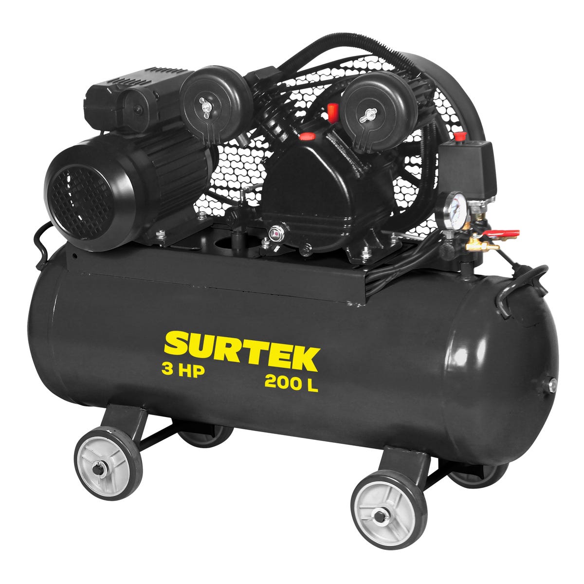 Compresor De Aire Eléctrico Con Transmisión De Banda 200 L, 3 HP, Surtek CMP6200