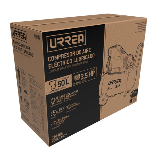 Compresor De Aire Eléctrico Lubricado 50 L, 3.5 HP, Urrea CMP950