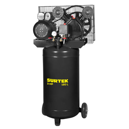 Compresor De Aire Eléctrico Con Transmisión De Banda Vertical 120 L, 3 HP, Surtek CMPV6120