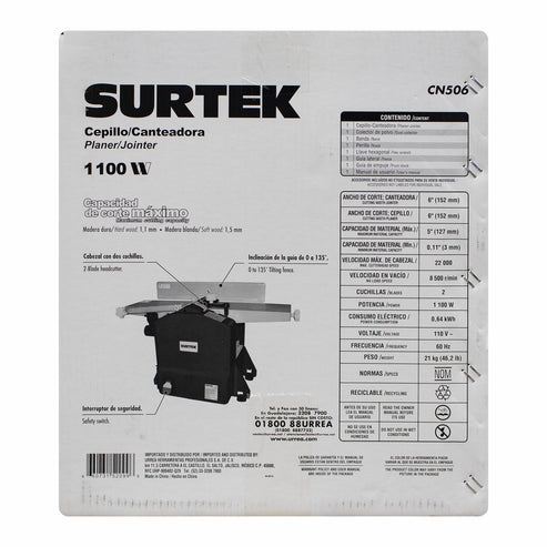 Cepillo Canteador 6 1-1/2 HP, 1100 W, Surtek CN506