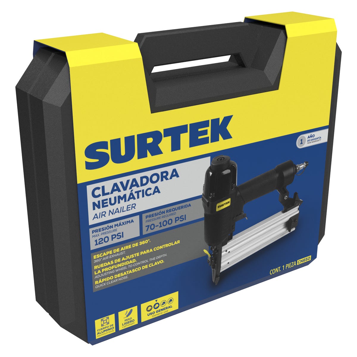 Clavadora Neumática Calibre 18GA, Capacidad 3/8-2, Surtek CN650
