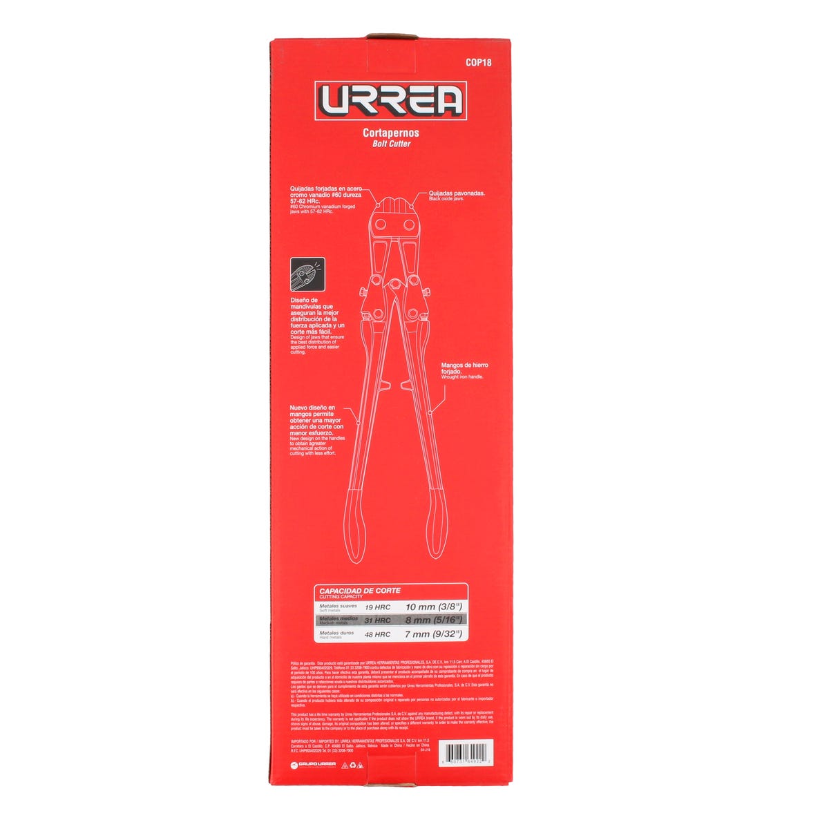 Cortapernos Forjado Con Grip 18, Urrea COP18
