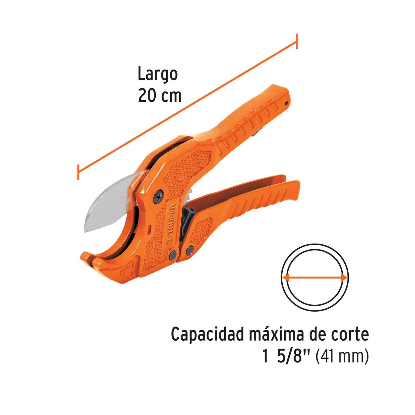 12860 COT-PVC Cortador de tubo de plástico, corte 1-5/8" (41 mm), truper