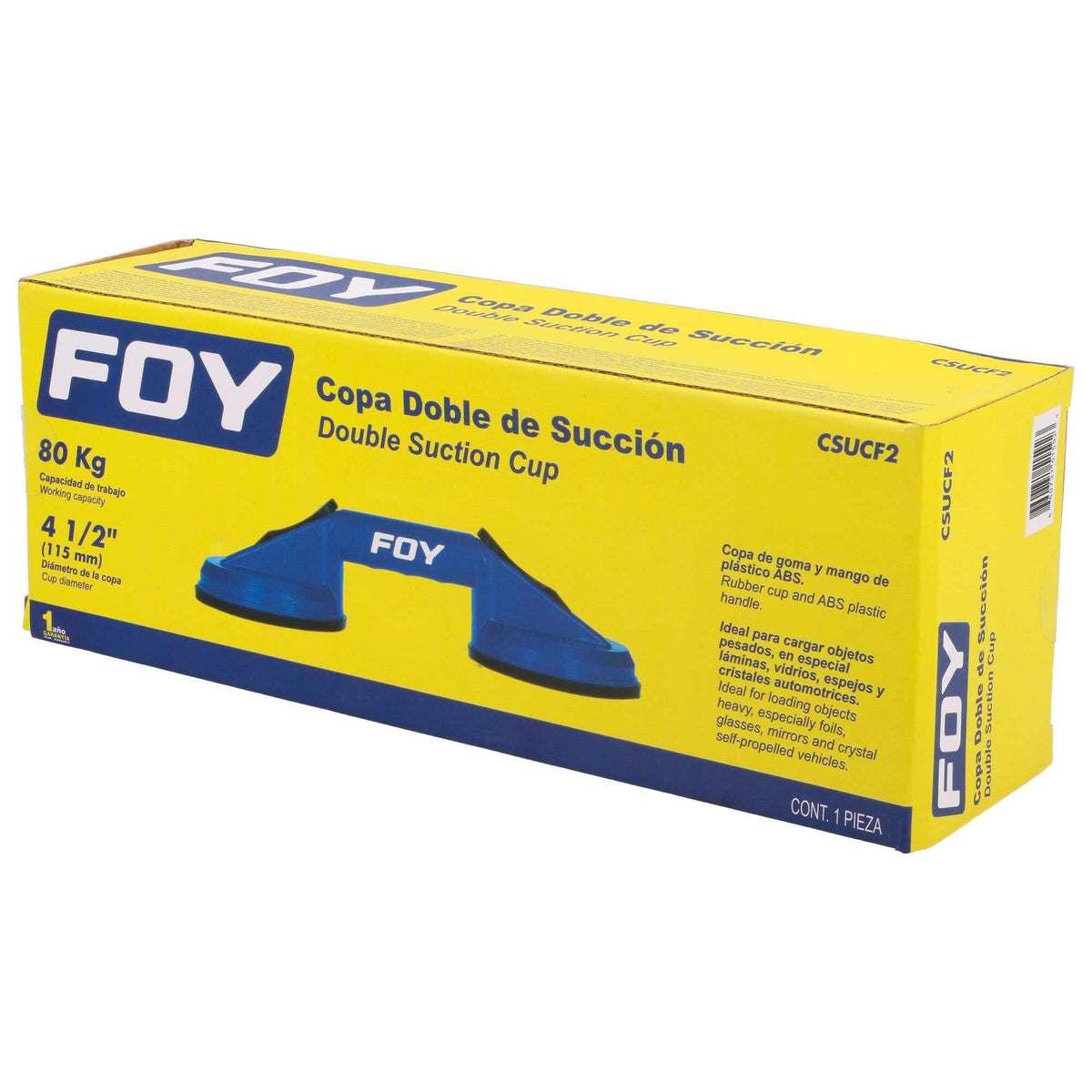 Copa De Doble Succión Para Vidrio 4-1/2, Foy CSUCF2