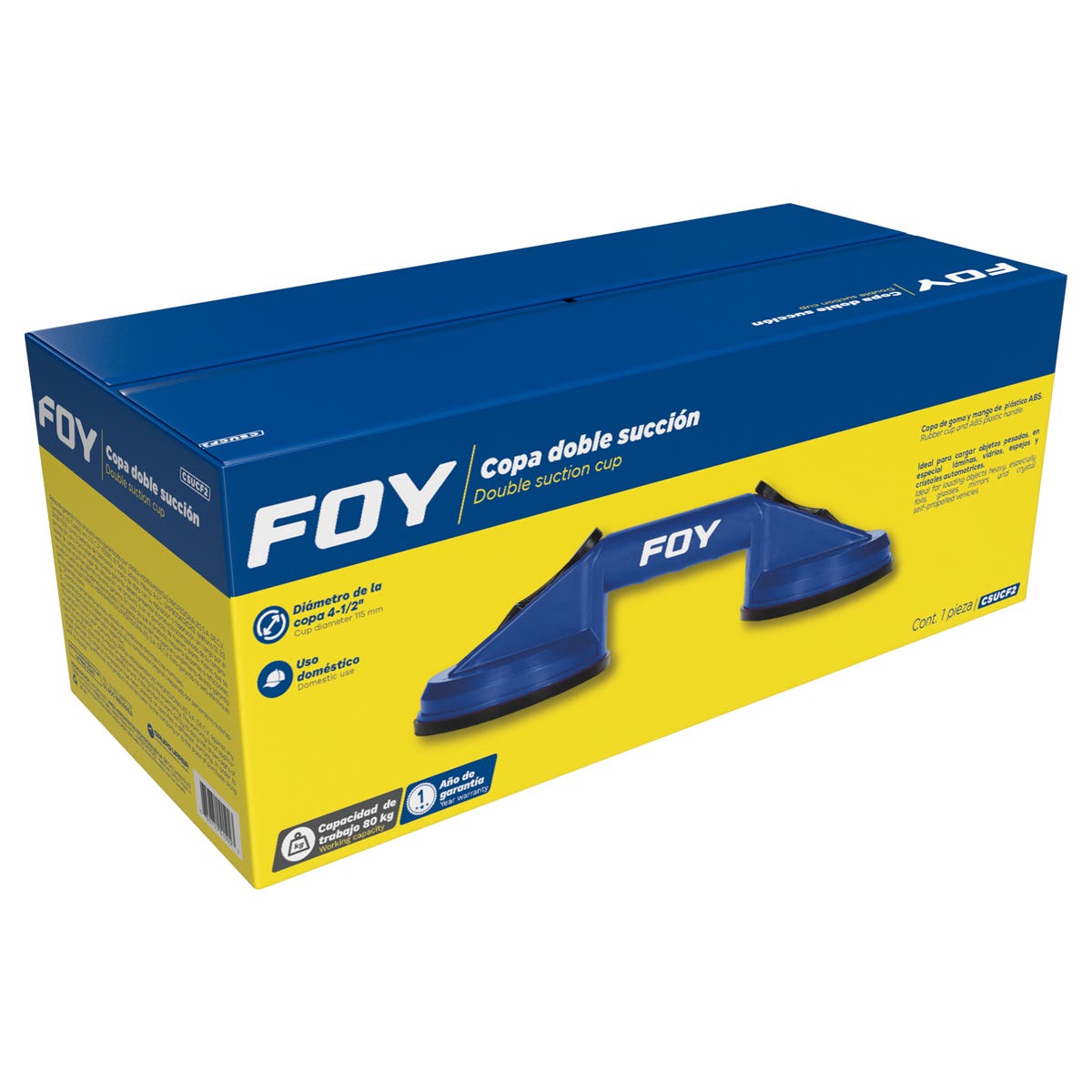 Copa De Doble Succión Para Vidrio 4-1/2, Foy CSUCF2
