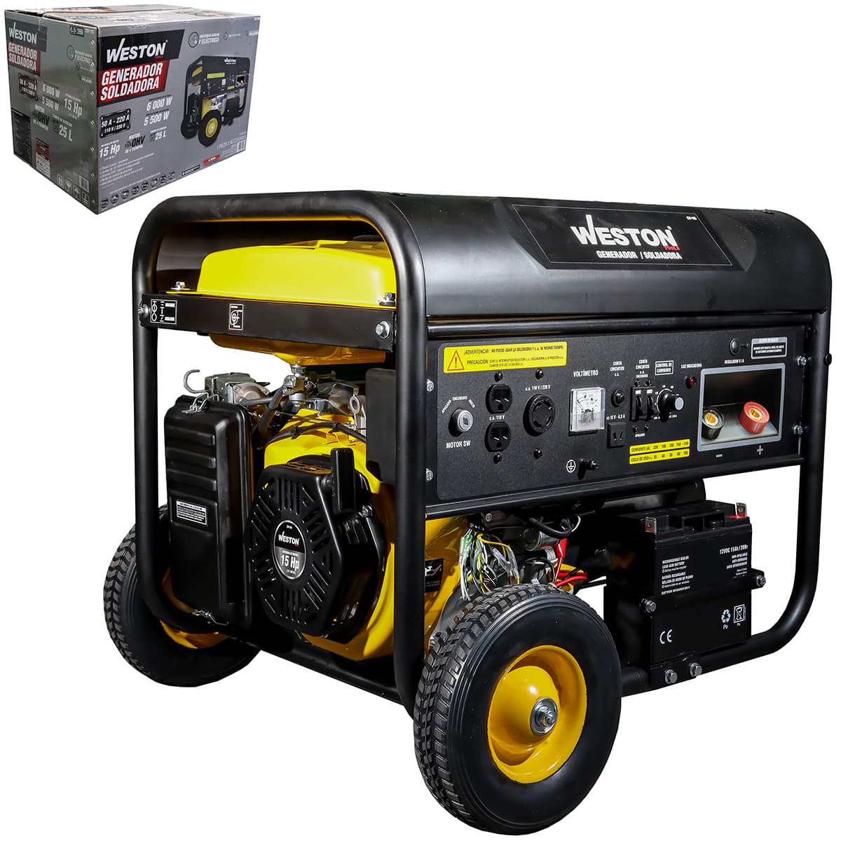 Generador Soldador con Motor a Gasolina 220A 6000W Arranque Eléctrico | CW-105