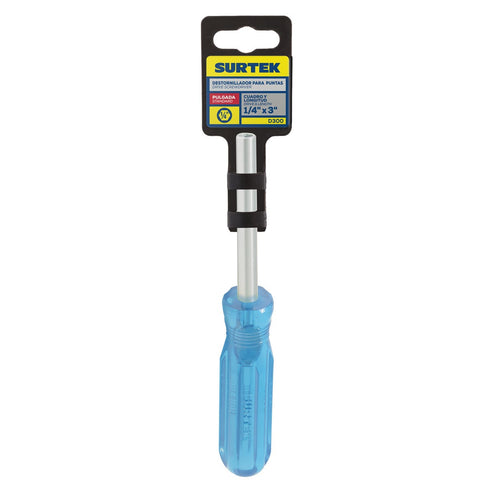 Destornillador Con Mango Azul, Mágnetico Para Puntas Hexágono Intercambiables De 1/4, Surtek D300
