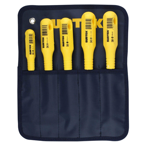 Juego De Destornilladores Con Mango Amarillo Combinados, 5 Piezas En Estuche, Surtek D400A