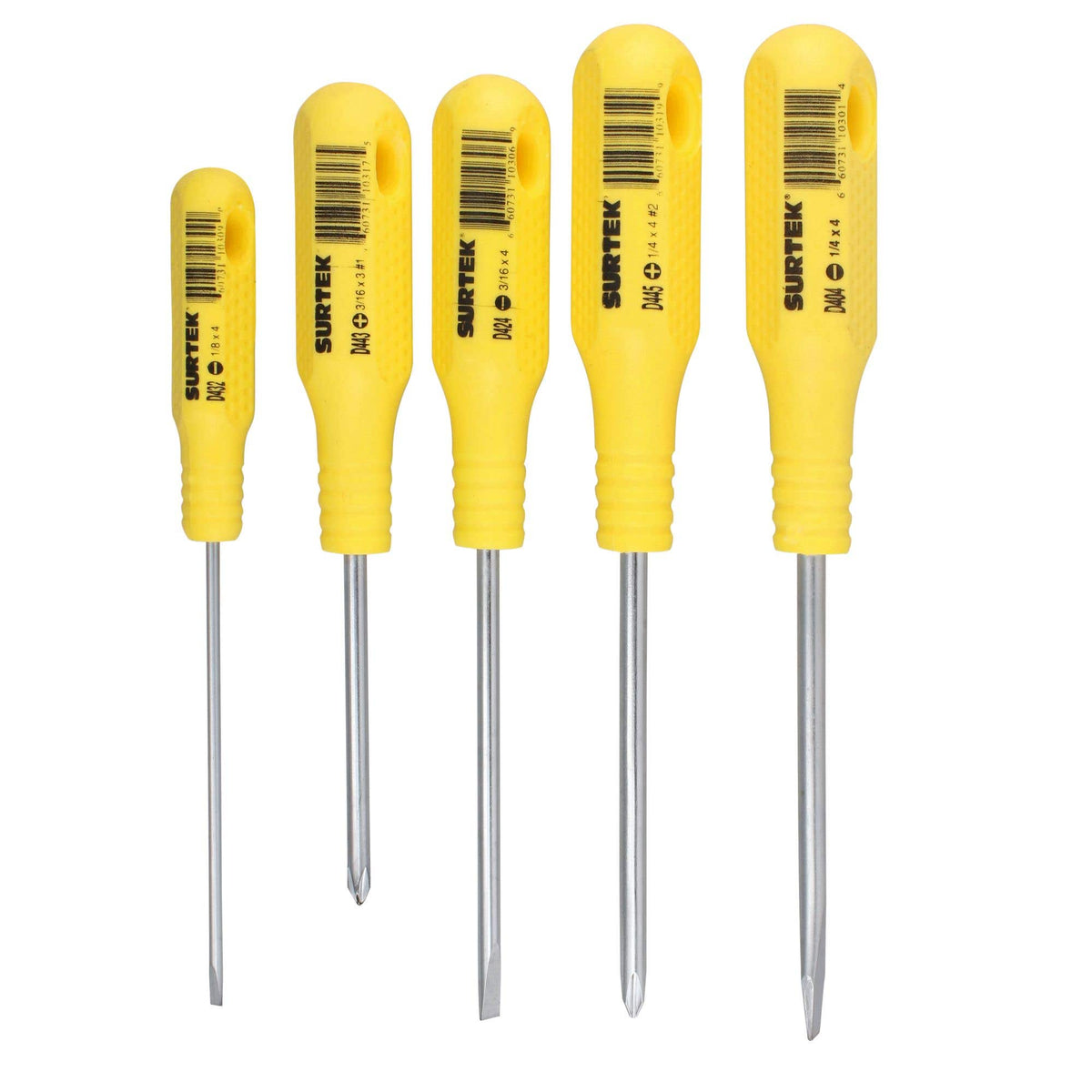 Juego De Destornilladores Con Mango Amarillo Combinados, 5 Piezas En Estuche, Surtek D400A