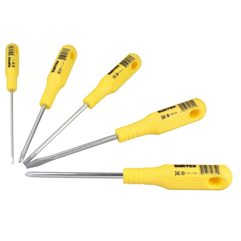 Juego De Destornilladores Con Mango Amarillo Combinados, 5 Piezas En Estuche, Surtek D400A