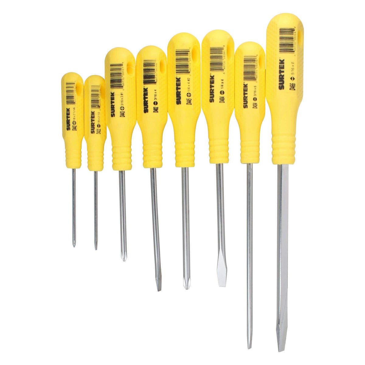 Juego De Destornilladores Con Mango Amarillo Combinados, 8 Piezas En Estuche, Surtek D400B