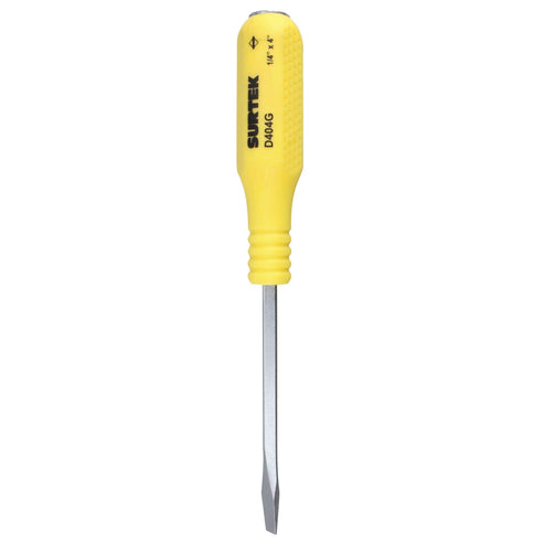 Destornillador Con Mango Amarillo De Golpe, Punta Plana Barra Cuadrada 1/4 x 4, Surtek D404G