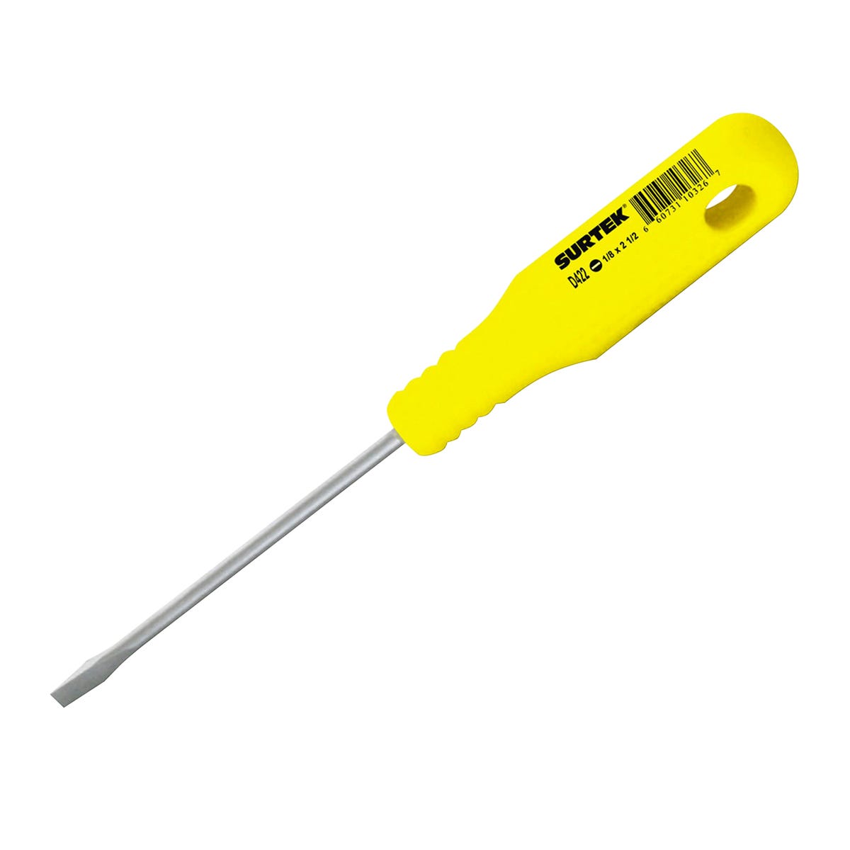 Destornillador Con Mango Amarillo, Mini Punta Plana Barra Redonda 1/8 x 2-1/2, Surtek D422