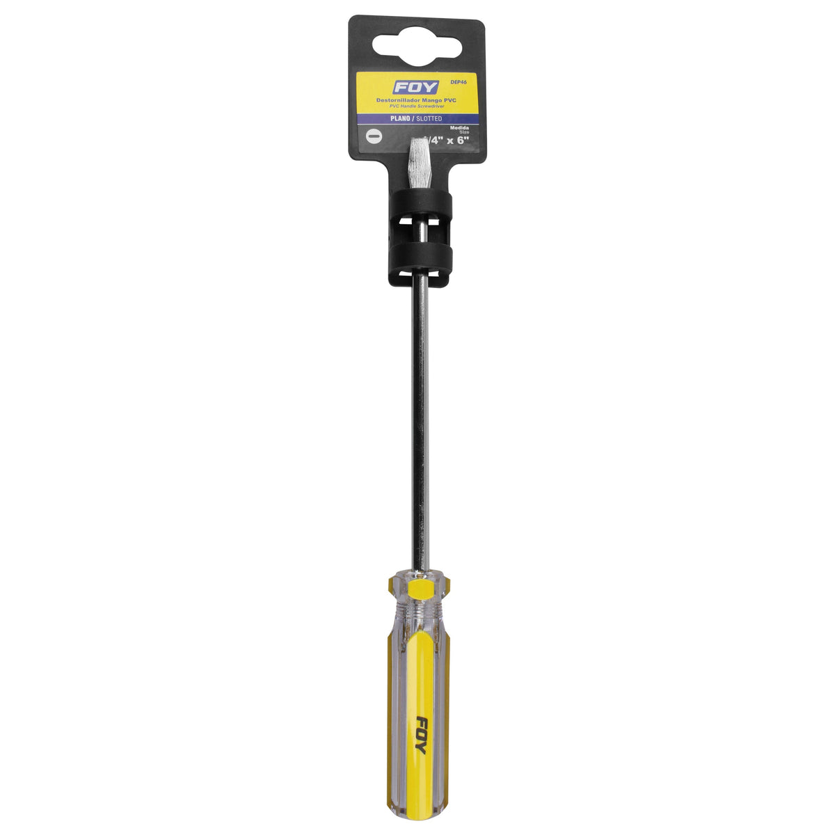 Destornillador Con Mango De PVC, Punta Plana Barra Redonda 1/4 x 6, Foy DEP46