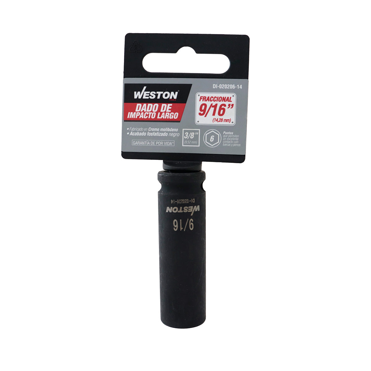 Dado De Impacto Largo Cuadro 3/8" 6 Puntas 9/16"