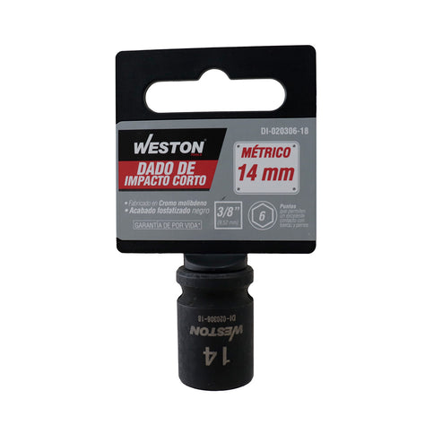 Dado De Impacto Corto Cuadro 3/8" 6 Puntas 14MM