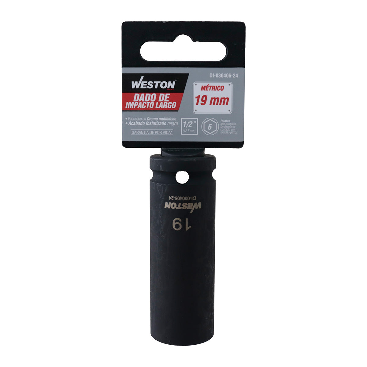 Dado De Impacto Largo Cuadro 1/2" 6 Puntas 19MM