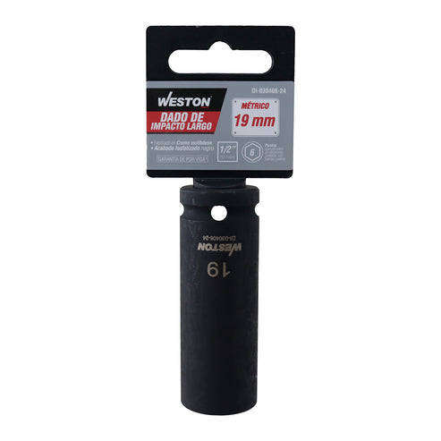 Dado De Impacto Largo Cuadro 1/2" 6 Puntas 19MM