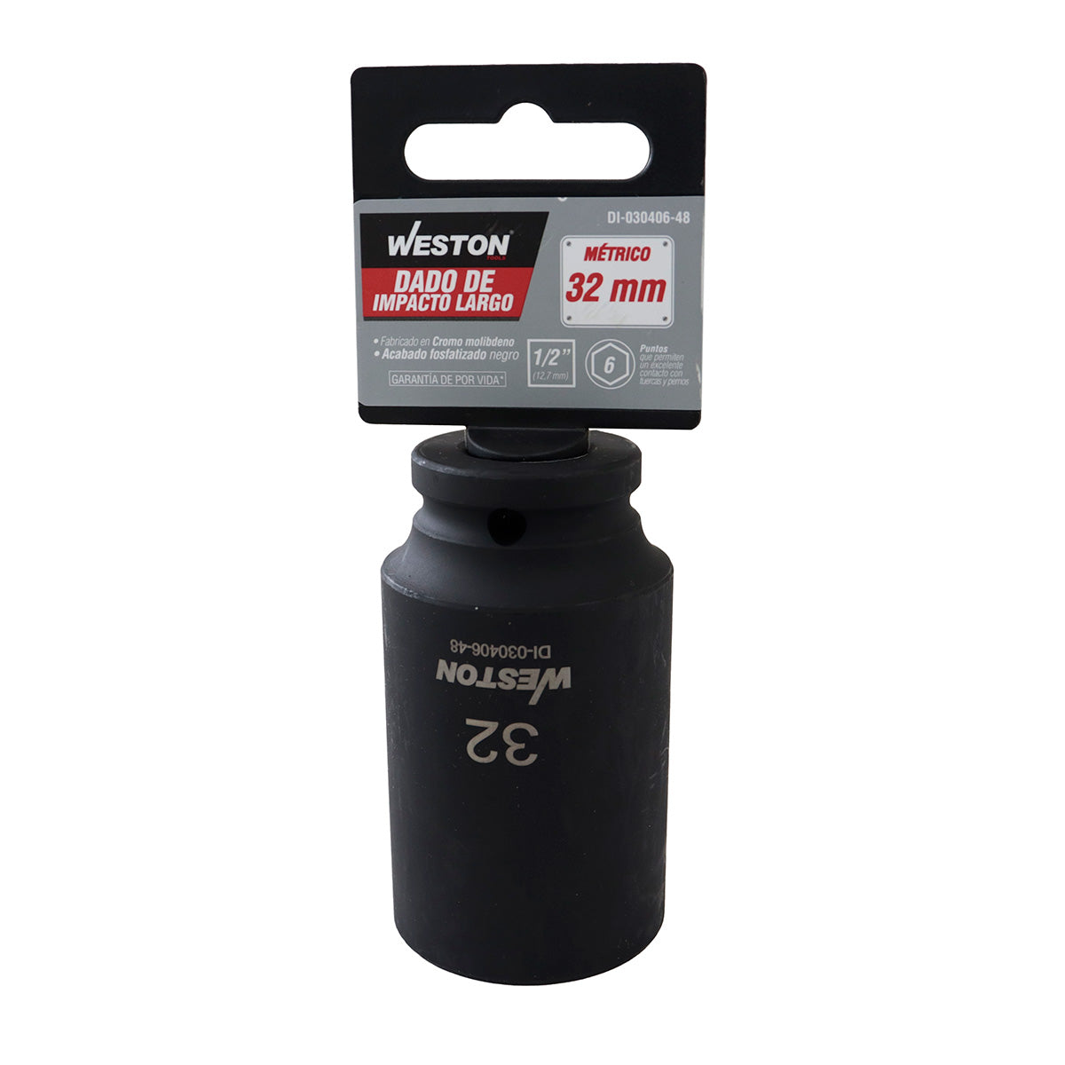 Dado De Impacto Largo Cuadro 1/2" 6 Puntas 32MM