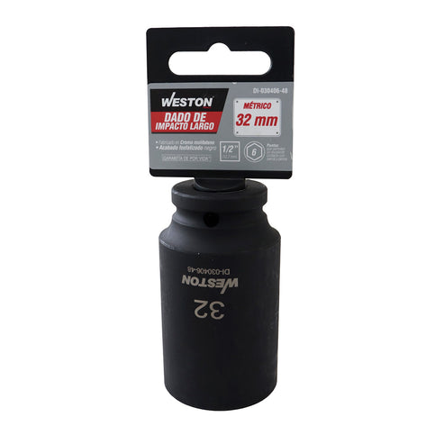 Dado De Impacto Largo Cuadro 1/2" 6 Puntas 32MM