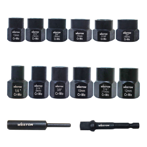Jgo. D/15 Dados Extractores De Tuercas Y Tornillos Cuadro 3/8"