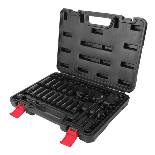Jgo. De 45 Dados De Impacto Cuadro 3/8" Fracc. Y Metric. C/ Llave De Matraca