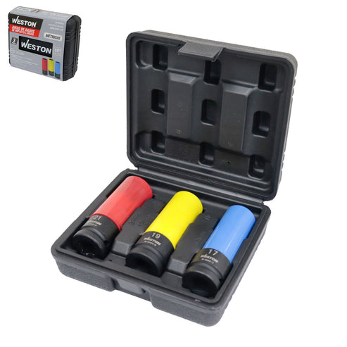 Jgo. De 3 Dados De Impacto Largos Cuadro 1/2" Metric.