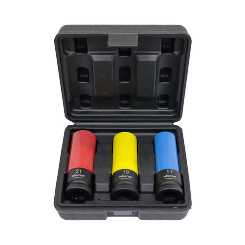 Jgo. De 3 Dados De Impacto Largos Cuadro 1/2" Metric.