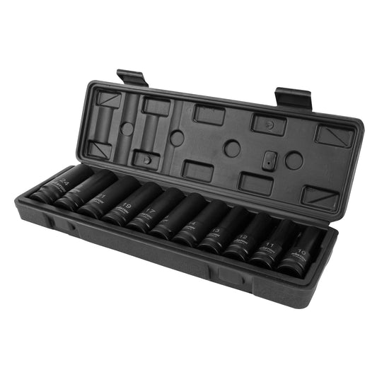 Juego De 11 Dados De Impacto Largos Con Cuadro 1/2" (Métricos)