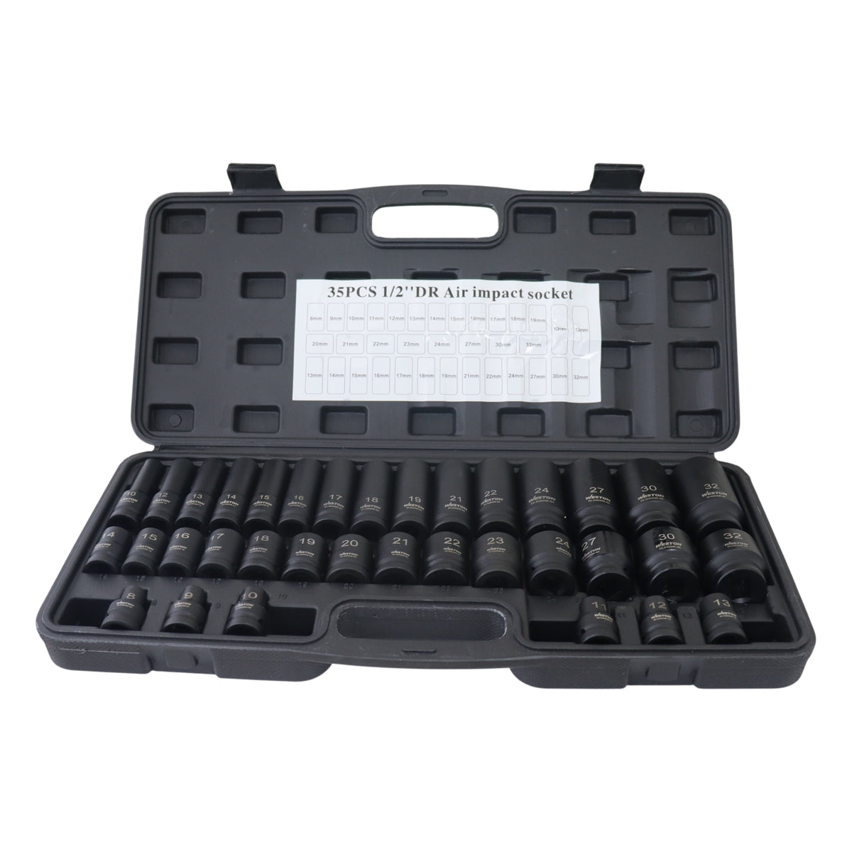 Jgo. De 35 Dados De Impacto Cuadro 1/2" Metric.