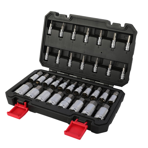Jgo. De 33 Dados De Impacto Cuadro 1/4" 3/8" Y 1/2" Punta Hexagonale Fracc. Y Metric.