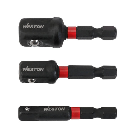 Jgo. De 3 Adaptadores Para Dados De Impacto Vástago Hexagonal 1/4" Para Cuadro 1/4" 3/8" Y 1/2"